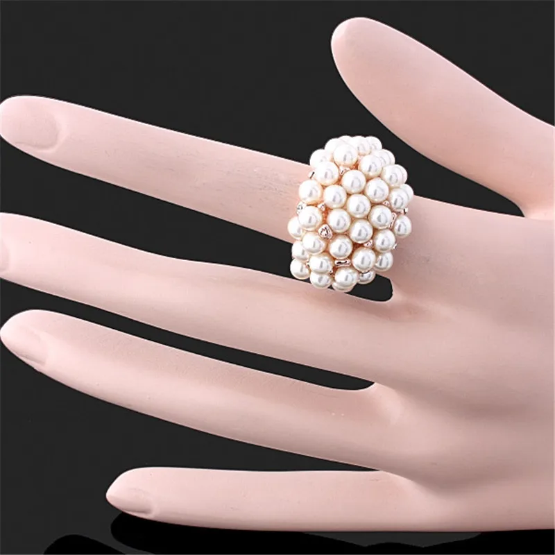 Новинка оптовая продажа роскошь розового золота цвета Полный Имитация жемчуг