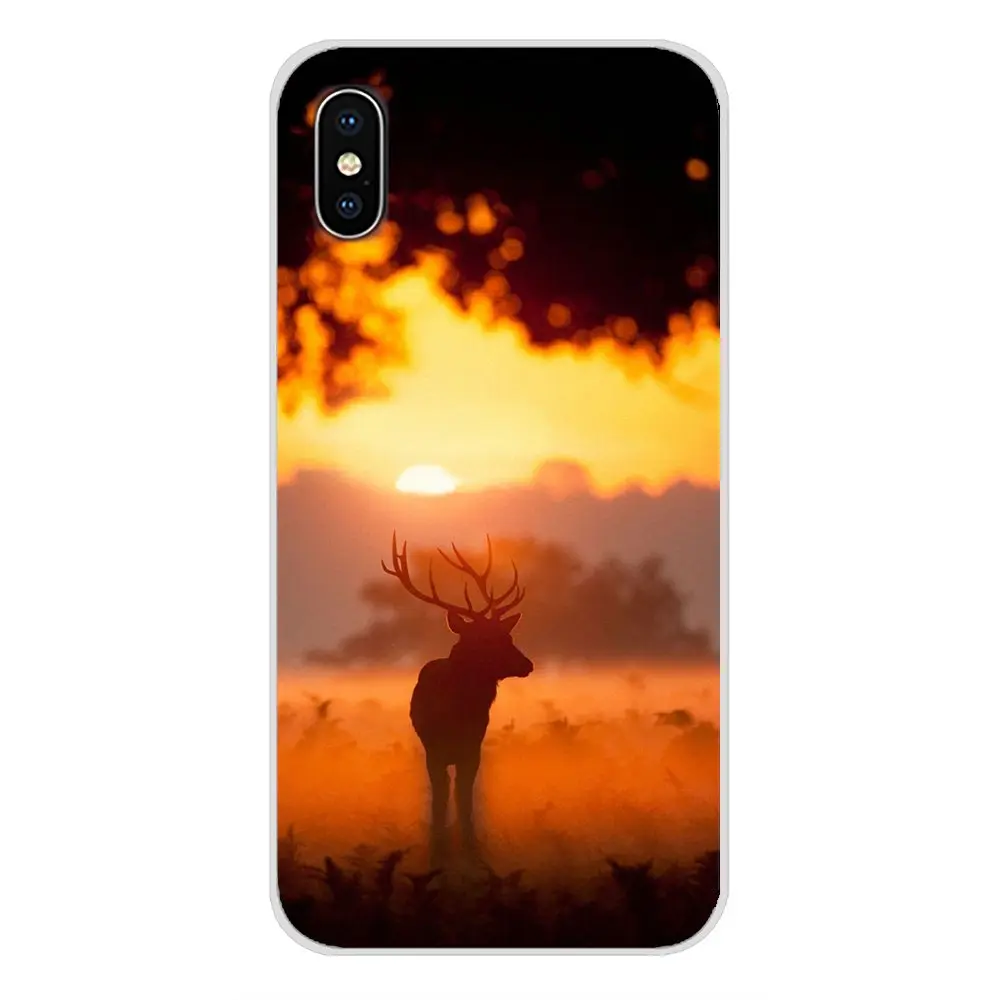 Мягкий прозрачный чехол для Apple iPhone X XR XS MAX 4 4S 5 5S 5C SE 6 6S 7 8 Plus ipod touch The Sunset wild deer |