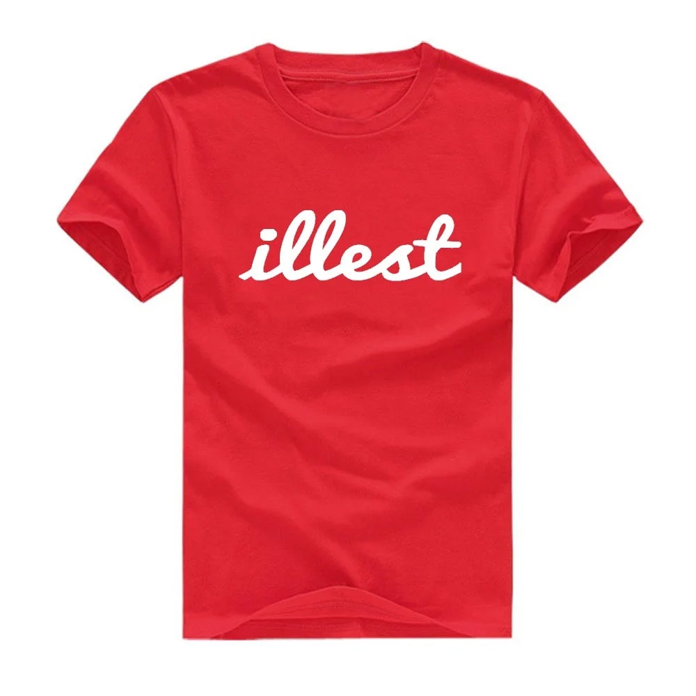 Новая мода ILLEST с принтом футболка короткими рукавами и круглым вырезом из хлопка