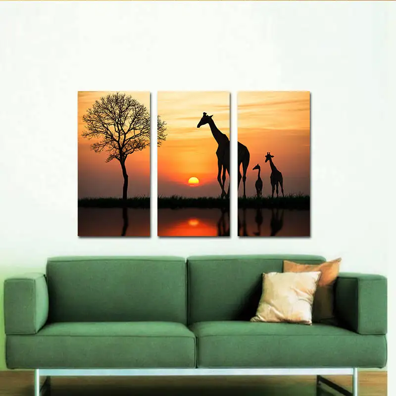 3 Pcs Animal Giraffes Oil Painting On Canvas HD Print Pictures Modular Work Art Poster for Home Living Room No Frame | Дом и сад