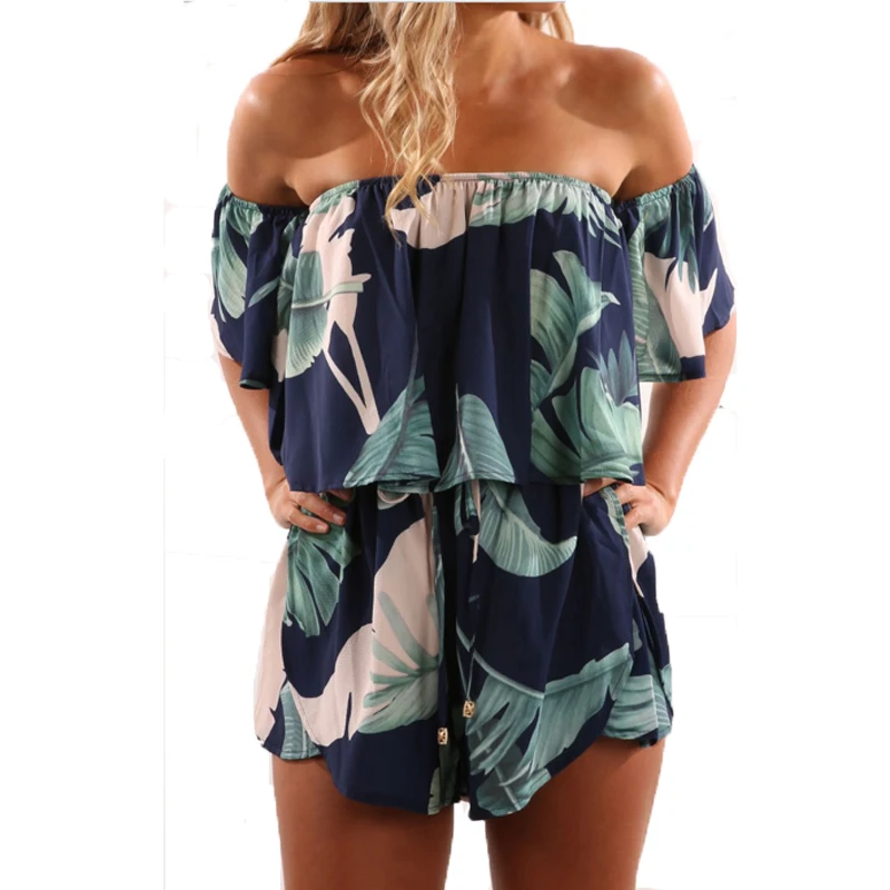 Makkrom женские цветочные печати плиссированные Комбинезоны Лето 2017 комбинезон Sexy