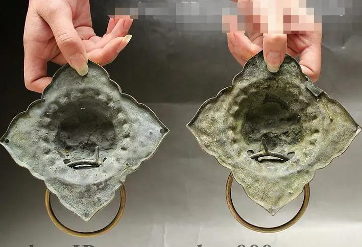 Народный китайский бронзовый дракон феникс JiXiang лев голова дверной молоток