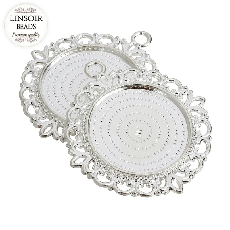 10 шт./лот двусторонняя пустая подвеска основа подходит для круглого кабошона 25 мм