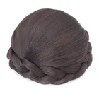 Грес женские Синтетические накладки для волос черного цвета на заколке парик для девочек пучок из термостойкого волокна