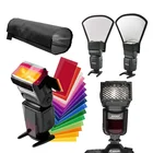 Карта 12 цветов + серебристыйбелый отражатель + складной луч + черный сотовый фильтр для Canon Nikon Sony Pentax Yongnuo flash photoflas