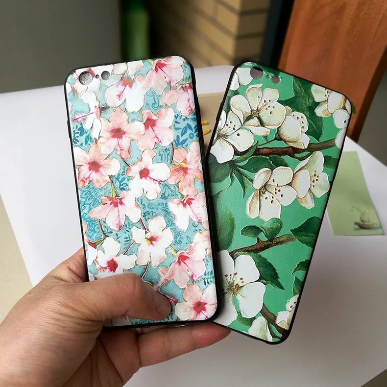 Цветочный выбивает расписные Силиконовые Мягкий ТПУ леди чехол Cute крышка для iPhone