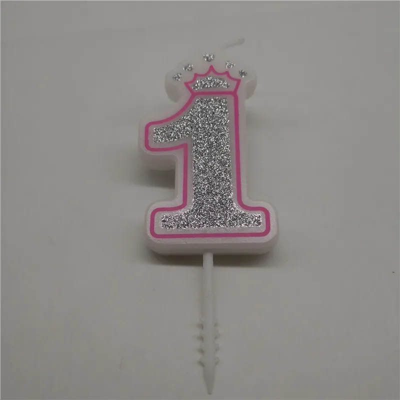 silver pink 1 Цифры 0, 1, 2, 3, 4, 5, 6, 7, 8, 9, синие свечи в виде короны для детского душа, детские конфеты для мальчиков, украшения для торта на свадьбу, день рождения, вечеринку - Цвет: silver pink 1