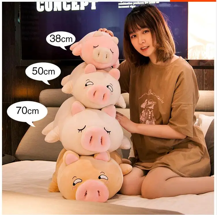 38-70cm 9 Syles Lying Resting Pig Stuffed Plush Toy Big Dolls Birthday Gift Sofa Cushion Cute Soft Sleeping with Nostril | Игрушки и