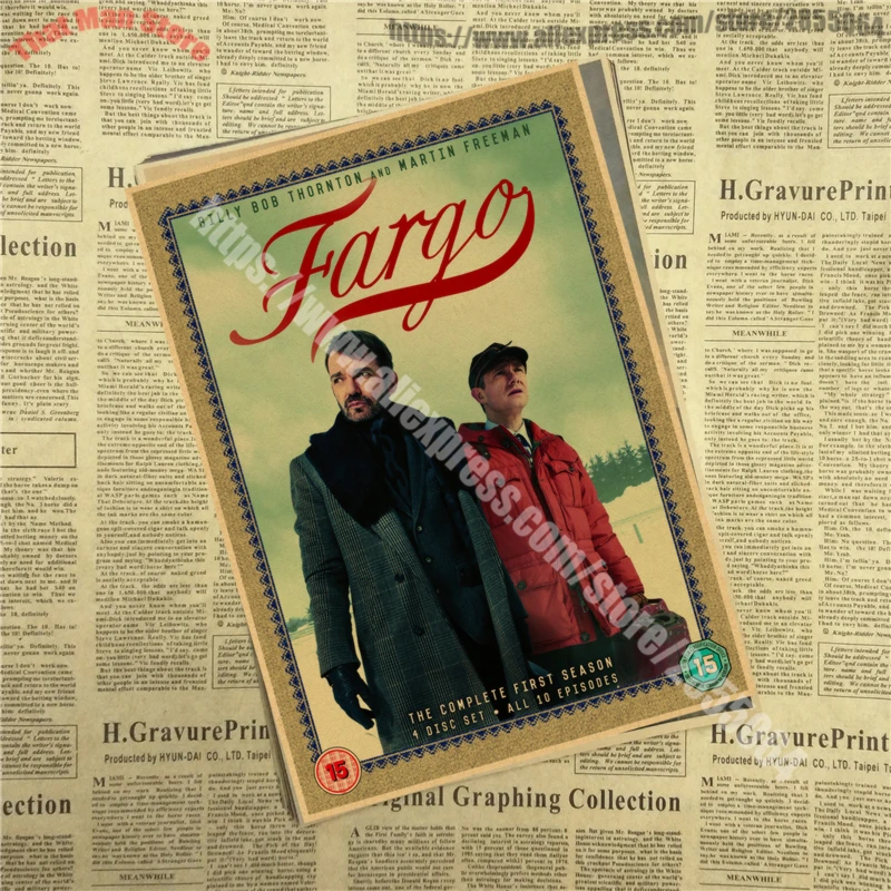 Fargo ВИНТАЖНЫЙ ПЛАКАТ справа Фарго ТВ фильм Мартин Фримен декоративная живопись Ретро плакат 42X30 см - Цвет: Серый