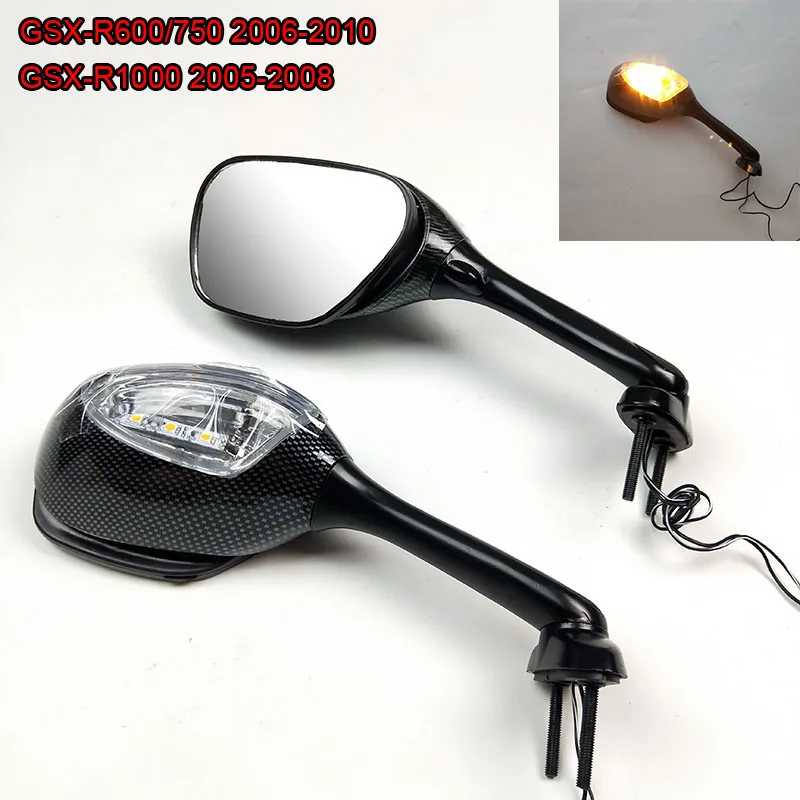 Для Suzuki GSXR 600 750 2006-2010/GSXR1000 2005-2008 набор зеркал для мотоцикла со встроенным заднего вида светодиодный указатель поворота GSX-R600