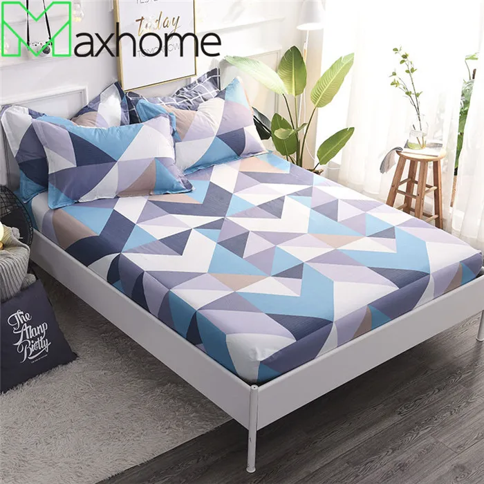 Geometry Blue Хлопок Простыня Кровать Матрас покрывало кровать с резинкой машинная стирка защитная подушка для кровати матрас протектор - Цвет: Geometry Blue