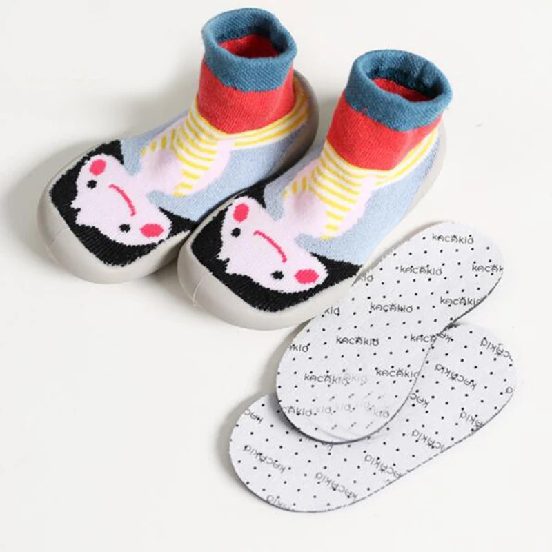 Baby Shoes Socks Cartoon Infant Gift Kids Indoor Floor PU Leather Sole Non-Slip Thick warm |