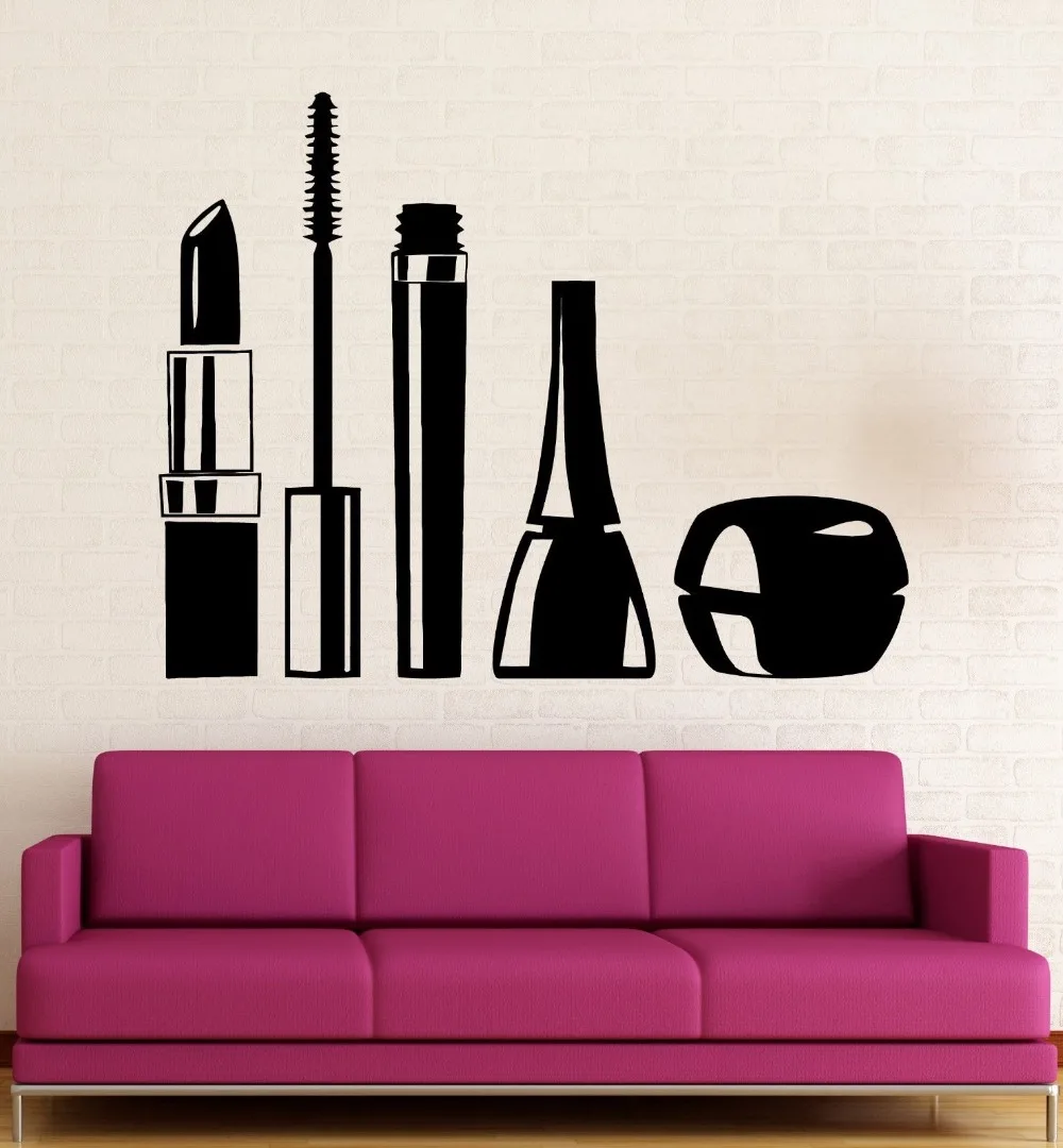

Beauty Salon Wall Stickers Cosmetics Makeup Girl Woman Vinyl Decal Pattern Single-piece Package Mirage Plastic LXS Modern