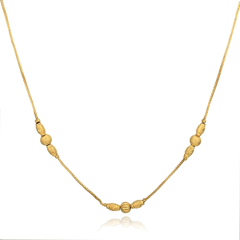 Vintage Beads Necklace 1mm Box Chain Gold color Clavicle For Women Jewelry Gift Collier |