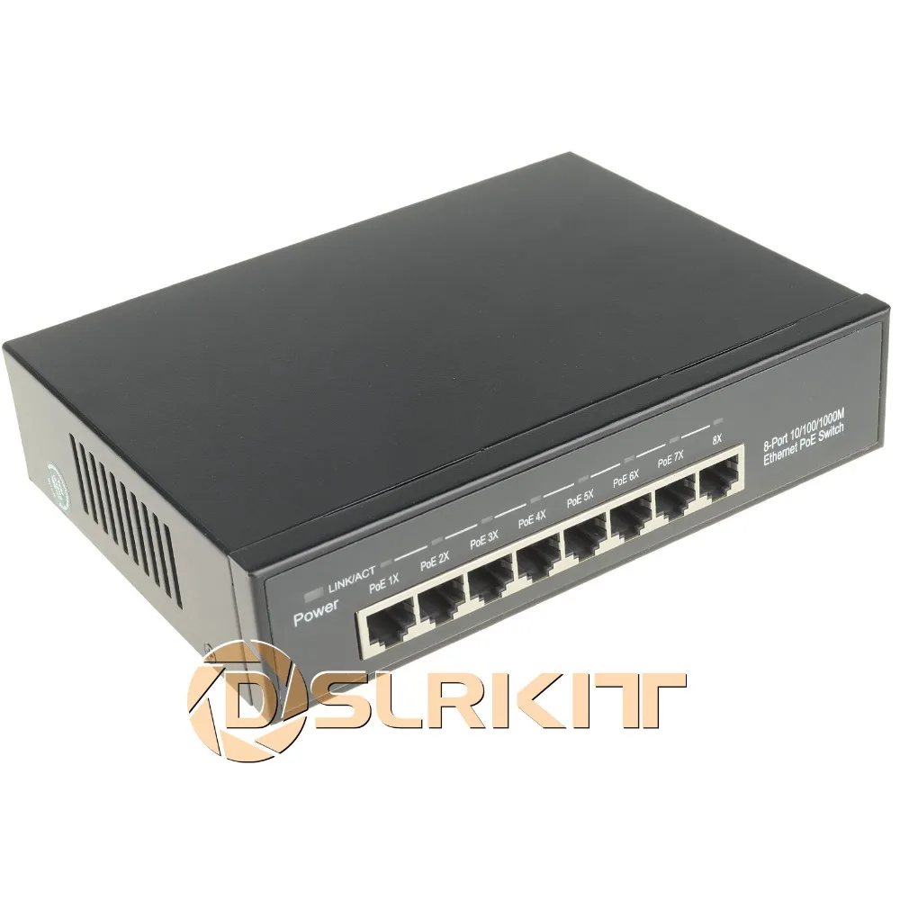 ALL Gigabit 12V 96W 8 Ports 7 PoE Injector Power Over Ethernet Switch 4,5+/7,8-