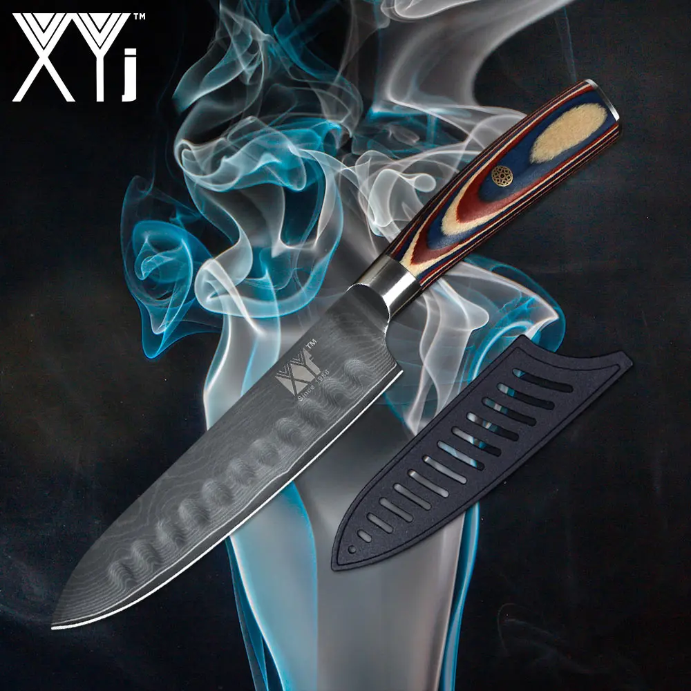 A 6 inch Chef XYj высококачественный дамасский нож японский VG10 67 слоев дамасской стали лезвие цветной деревянной ручкой кухонные ножи инструменты для приготовления пищи - Цвет: A 6 inch Chef