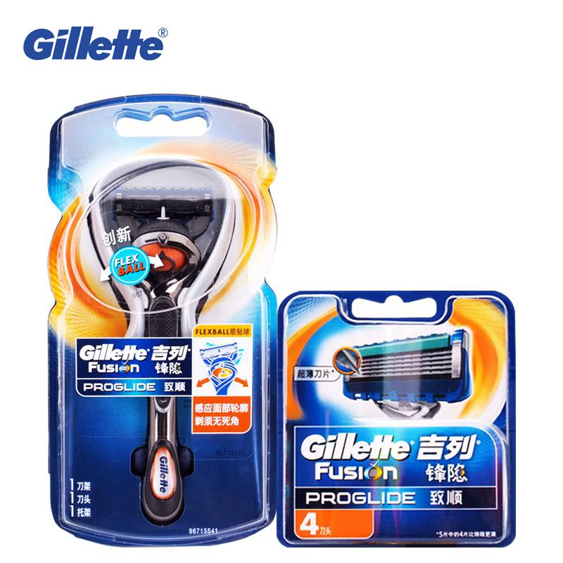 Настоящие лезвия для бритья Gillette Fusion Proglide Flexball для мужчин, брендовые бритвы, безопасная бритва, 1 держатель + 5 лезвий