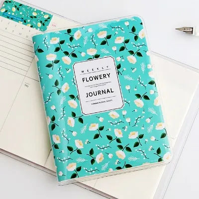 Green floral Креативная Корейская канцелярия, блокнот, милый, A6, цветной, мини, карманный, ручная книга, год, еженедельник, ежедневник, дневник, Filofax, журнал, блокнот - Цвет: Green floral