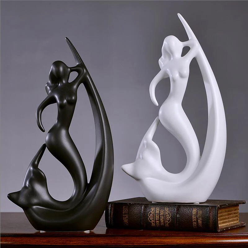 Современные креативные керамические фигурки русалки украшение для дома