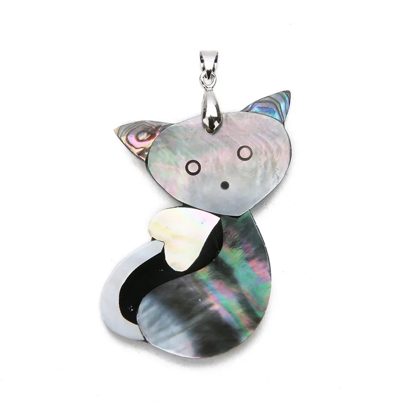 Sauvoo Lovely Cat Natural Beach Abalone Shell Charm Pendant for DIY Handmade Women Men Necklace Jewelry Materials | Украшения и