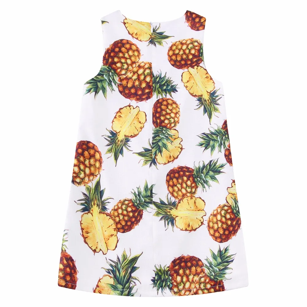 W.L.MONSOON Girls Summer Dresses with Pineapple Print 2021 Brand Toddler Dress Children Princess Costume Robe Fille Kids Clothes | Детская
