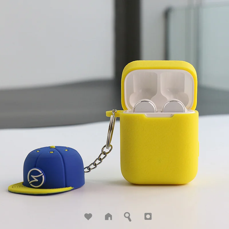 case with hat Силиконовый чехол для Xiaomi Airdots Pro чехол силиконовый чехол с карабином сумка с крючком для Air TWS беспроводная гарнитура зарядная коробка - Цвет: case with hat