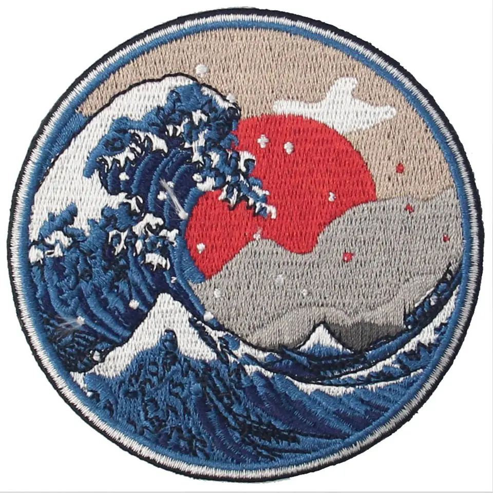 Нашивки Embird вышитая нашивка для одежды большая ручной работы в стиле Great Wave off