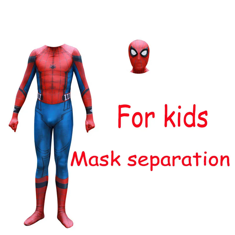 Mask separation kids Ainiel, детский, взрослый, Человек-паук, возвращение домой, карнавальный костюм, Zentai, костюм паука, человек-супергерой, Питер Паркер, боди, комбинезон для мальчиков и мужчин - Цвет: Mask separation kids