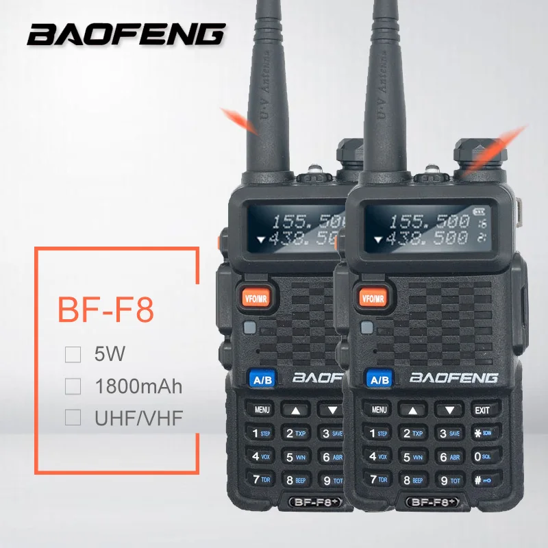 Портативная рация Baofeng BF F8 Plus UHF/VHF радиостанция 10 км с PTT наушниками портативная