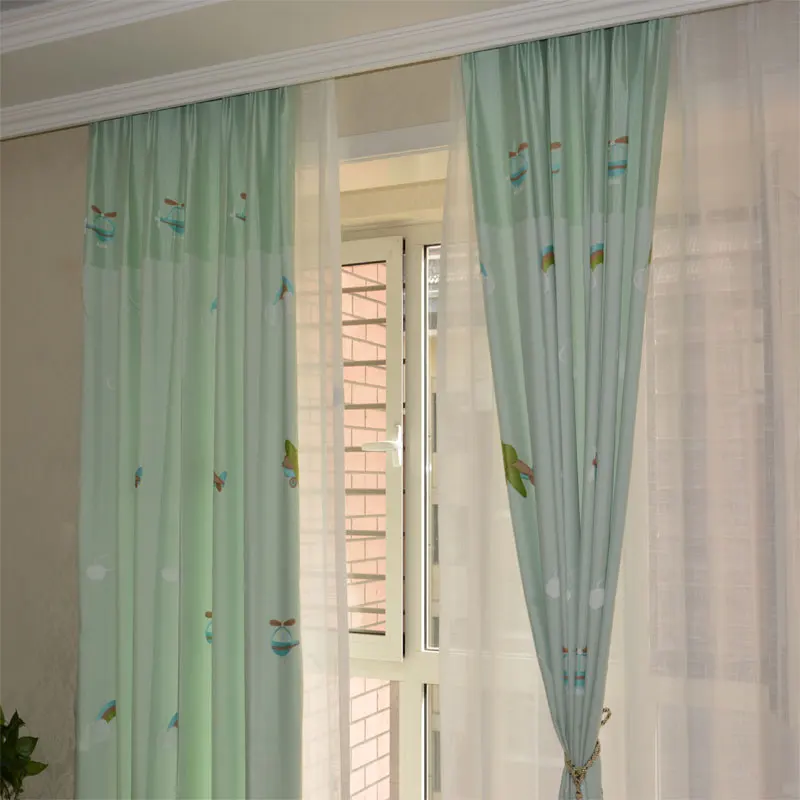 Мультфильм милый вышитый самолет шторы окно экран спальня детская комната для