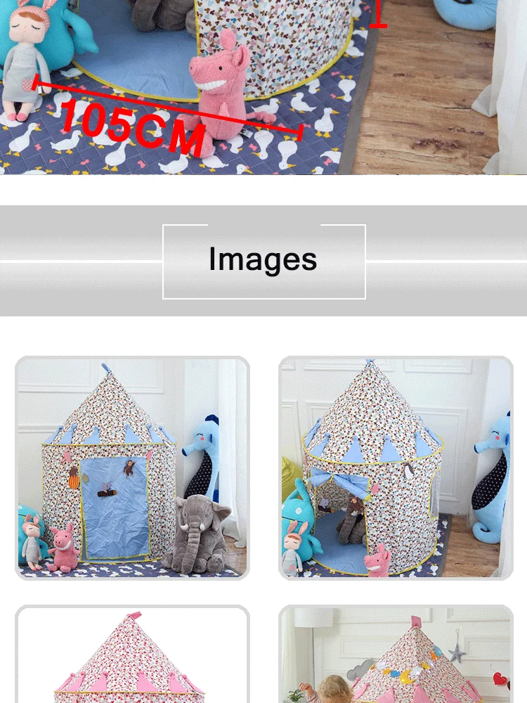 Синий/розовый принц складной детский шатер дом aby палатка Tipi игрушка для кемпинга палатка для дома и улицы дети играть Teepees для детей