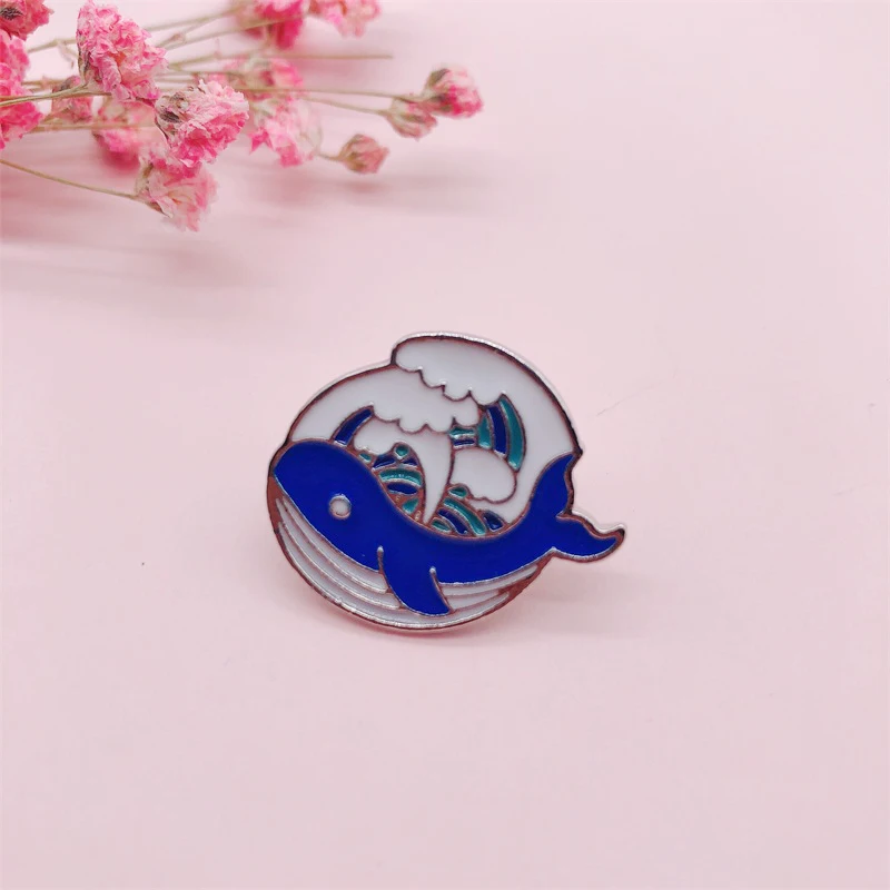Креативный мультфильм животное Рыба Кит Морская вода спрей эмалированная брошь