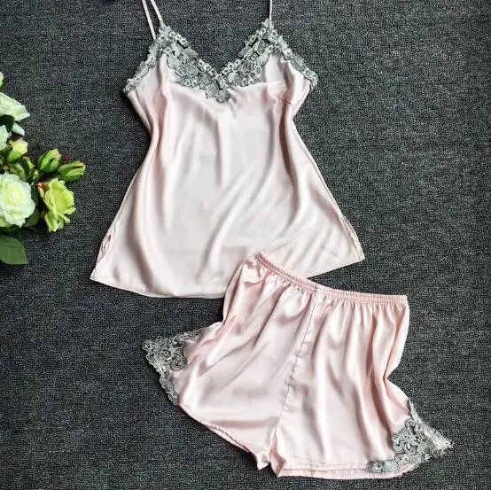 Женские пижамные комплекты сексуальная пижама кружевная Шелковая бесплатная