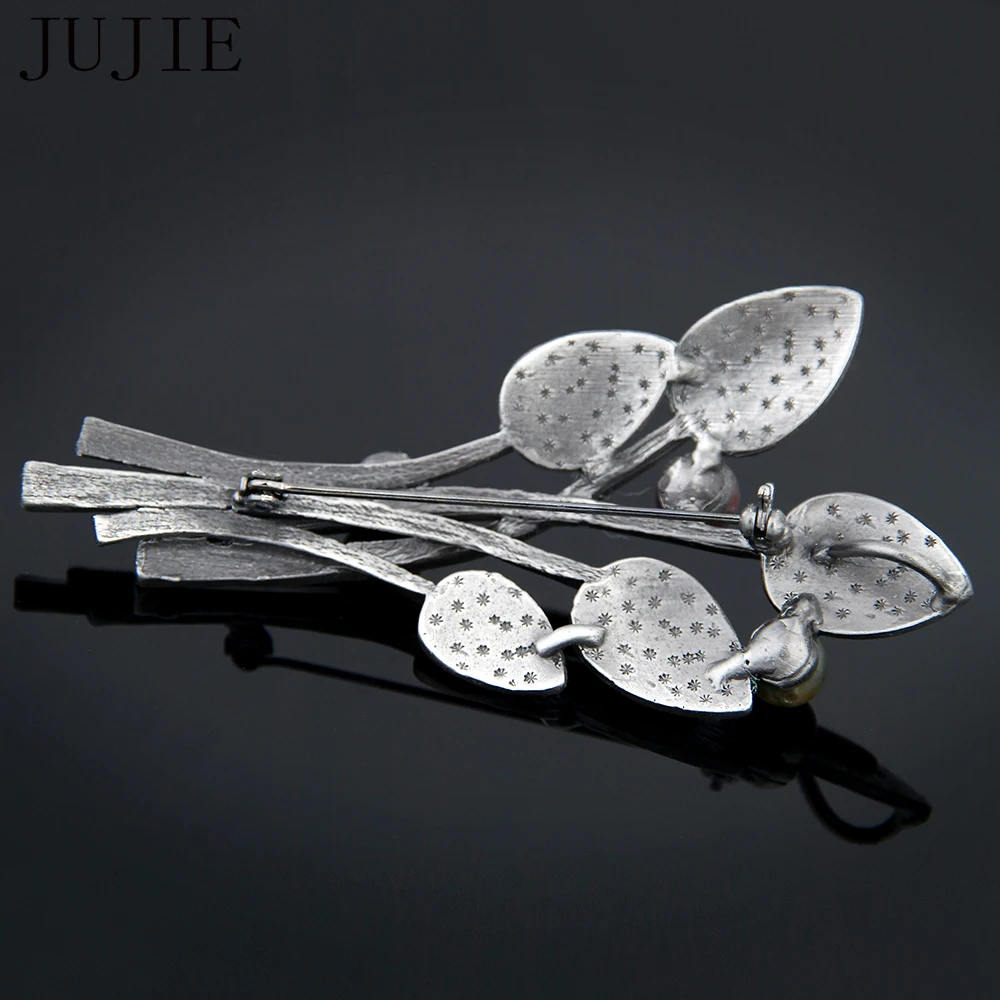 

JUJIE Vintage Leaf Rhinestone Brooches For Women 2019 Large Plant Brooch Pins Jewelry Dropshipping