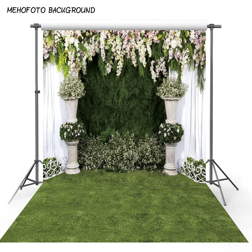 Виниловый фон для фотосъемки MEHOFOTO с изображением белой травы и цветов