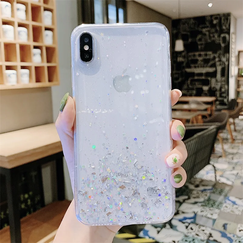 COPEONE для iPhone X Case класса люкс с блестками и нашивкой в виде звезды девочек