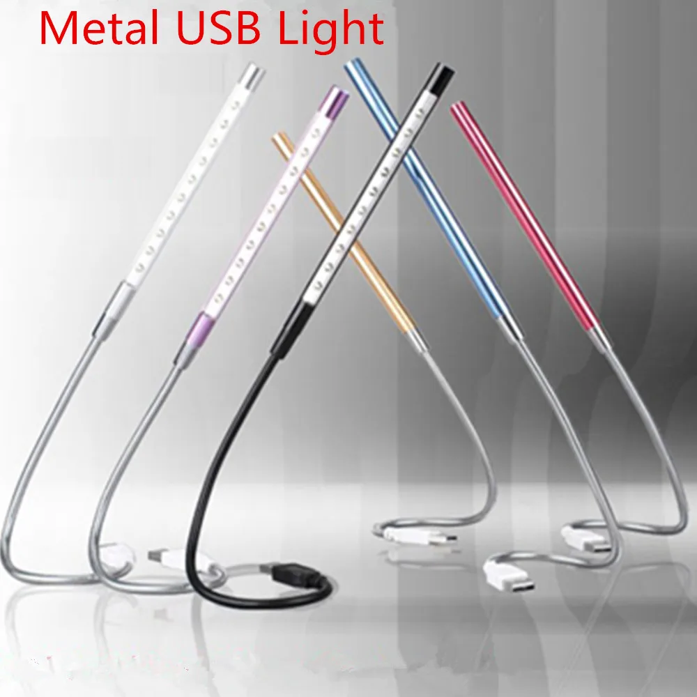 Суперъяркий мини светильник с 10 светодиодами USB Гибкая Металлическая