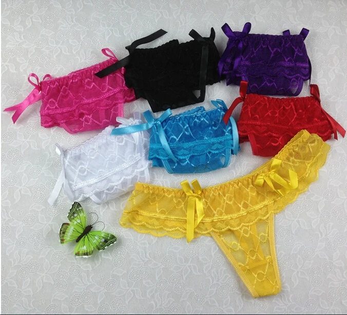Очень сексуальные женские кружевные бикини стринги Нижнее белье Трусики с