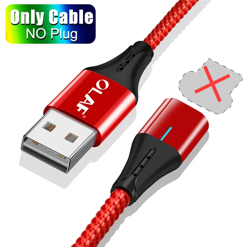 Red Only Cable OLAF 3A светодиодный магнитный usb кабель для зарядки Micro для Xiaomi huawei Micro USB кабель для быстрой зарядки для samsung кабель для передачи данных Microusb - Цвет: Red Only Cable