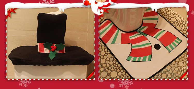 3 шт. Новые поступления faroot Happy Santa чехол для унитаза коврик для ванной комнаты Набор украшения Рождество креативный чехол для унитаза