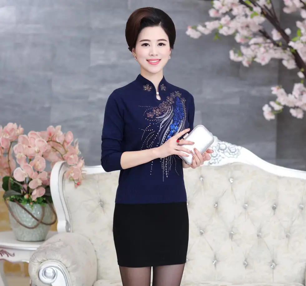 Свитер женский кашемировый осенне-зимний с воротником Мандарин | Женская одежда