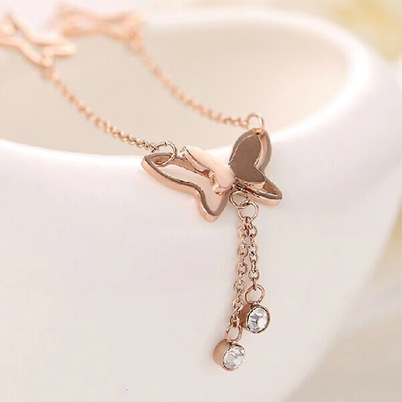 Beautiful Tassel Anklets Casual Beach Vacation Anklets Bracelets Jewelry Ankle Chain New Butterfly Single Rose Gold Anklet image 3