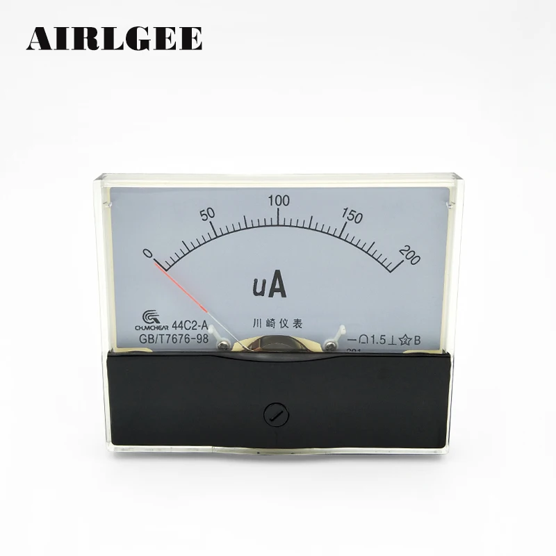 

44C2 Measurement Tool Analog Panel Ammeter Gauge DC 0 - 200uA Measuring Range