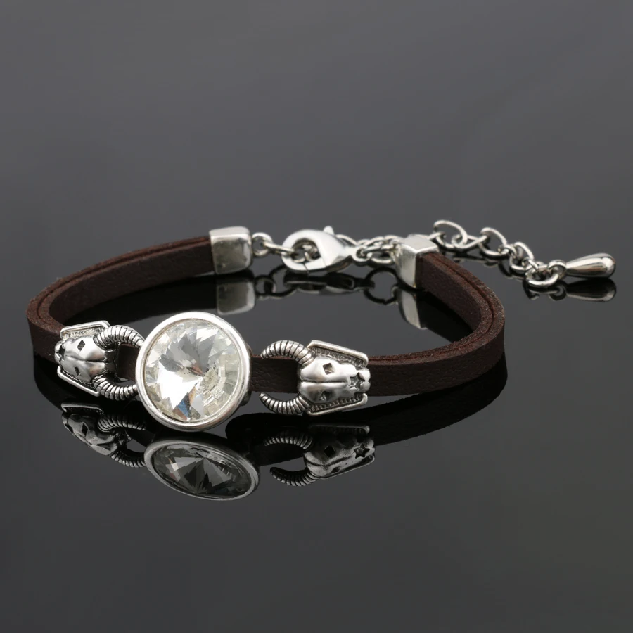 Мужской браслет из натуральной кожи с кристаллами|leather bracelet|leather bracelet wholesalewholesale