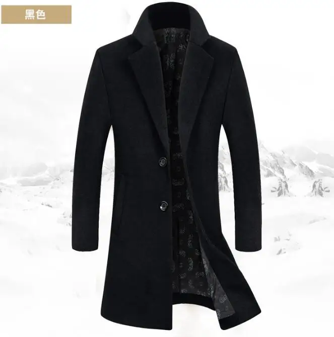 

M-4XL HOT / Winter Men's New Fashion Of Cultivate One's Morality Thick long paragraph lapel wool coat