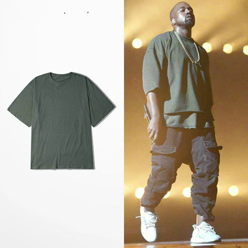 Винтаж негабаритных футболка Kanye West футболки с короткими рукавами брендовая