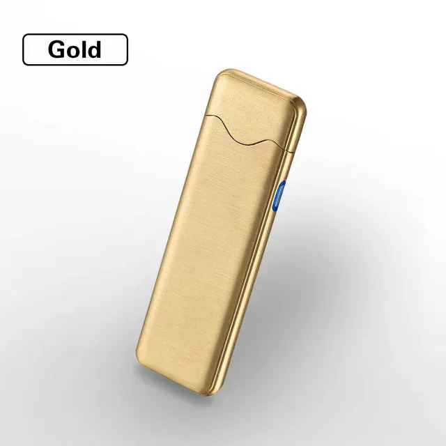 Gold Крутой ультра-тонкий сенсорный датчик отпечатков пальцев Зажигалка s ветрозащитные зажигалки беспламенная Электронная зажигалка для мужчин - Цвет: Gold