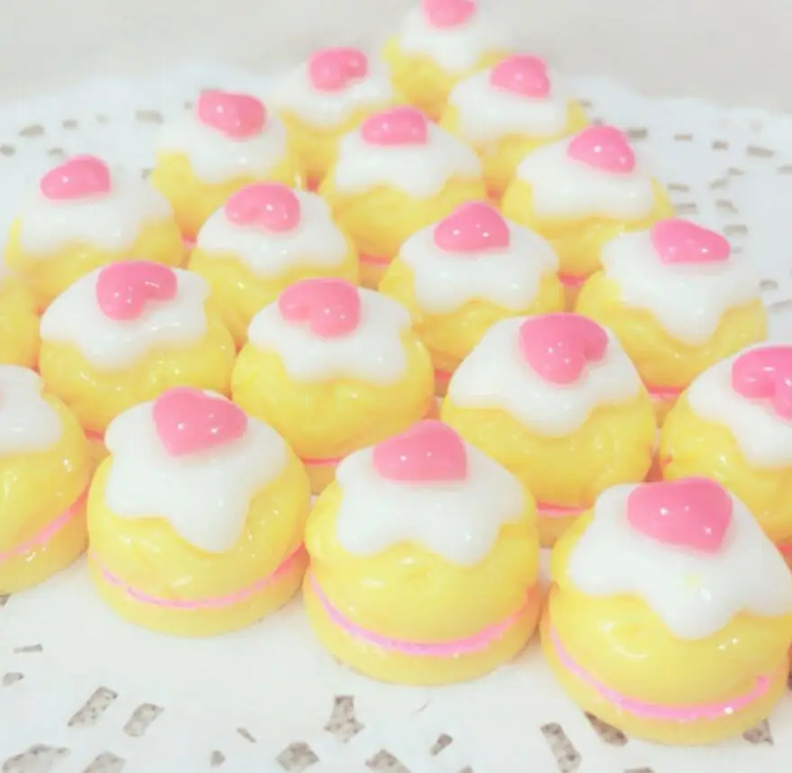 100pcs Resin Heart Cake Flatback Beads Miniatures For Scrapbooking Craft Diy Headwear Cellphone Decoration | Дом и сад
