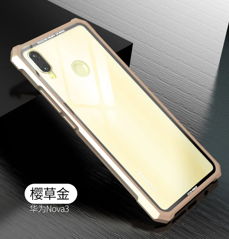 OMEVE для huawei Nova 3 чехол Nova 3i чехол задняя крышка с рельефным рисунком в металлической рамке, с уровнем твердости 9H прозрачный закаленное Стекло задняя крышка бампер чехол s для P Smart плюс