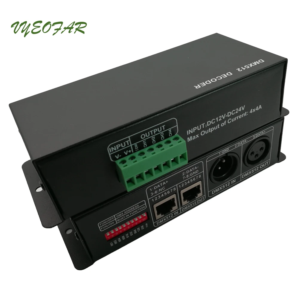 4CH DC12-24V светодиодный RGBW DMX512 декодер светодиодный DMX контроллер, RGB светодиодный DMX512 декодер 4 канала* 4A для Светодиодные ленты свет Применение